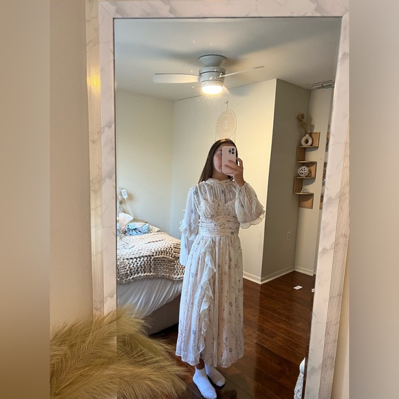 JardinVue maxi floral ruffled dress small - Picture 3 of 4